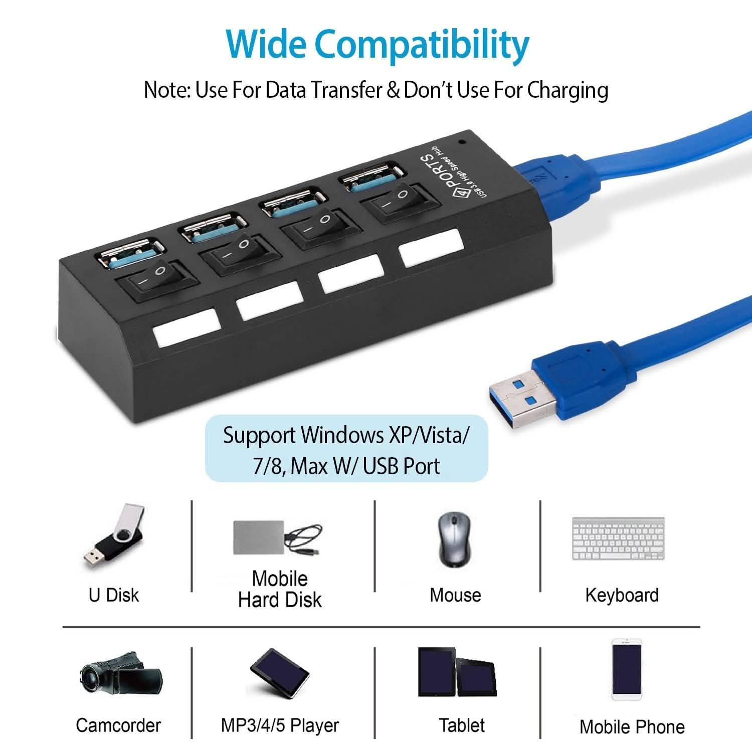 4 Port USB 3.0 Hub High Speed Adapter DailySale