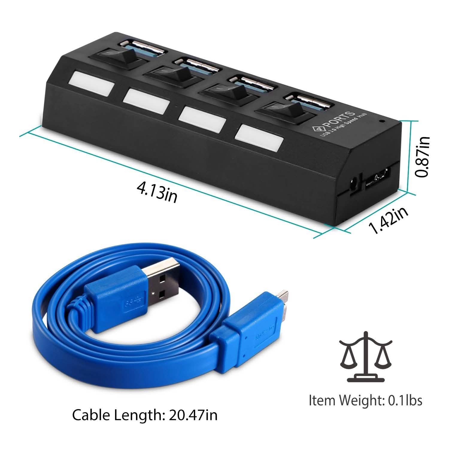 4 Port USB 3.0 Hub High Speed Adapter DailySale
