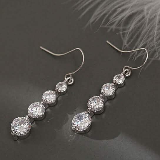 4 Row Graduated Crystal Drop Earrings DailySale