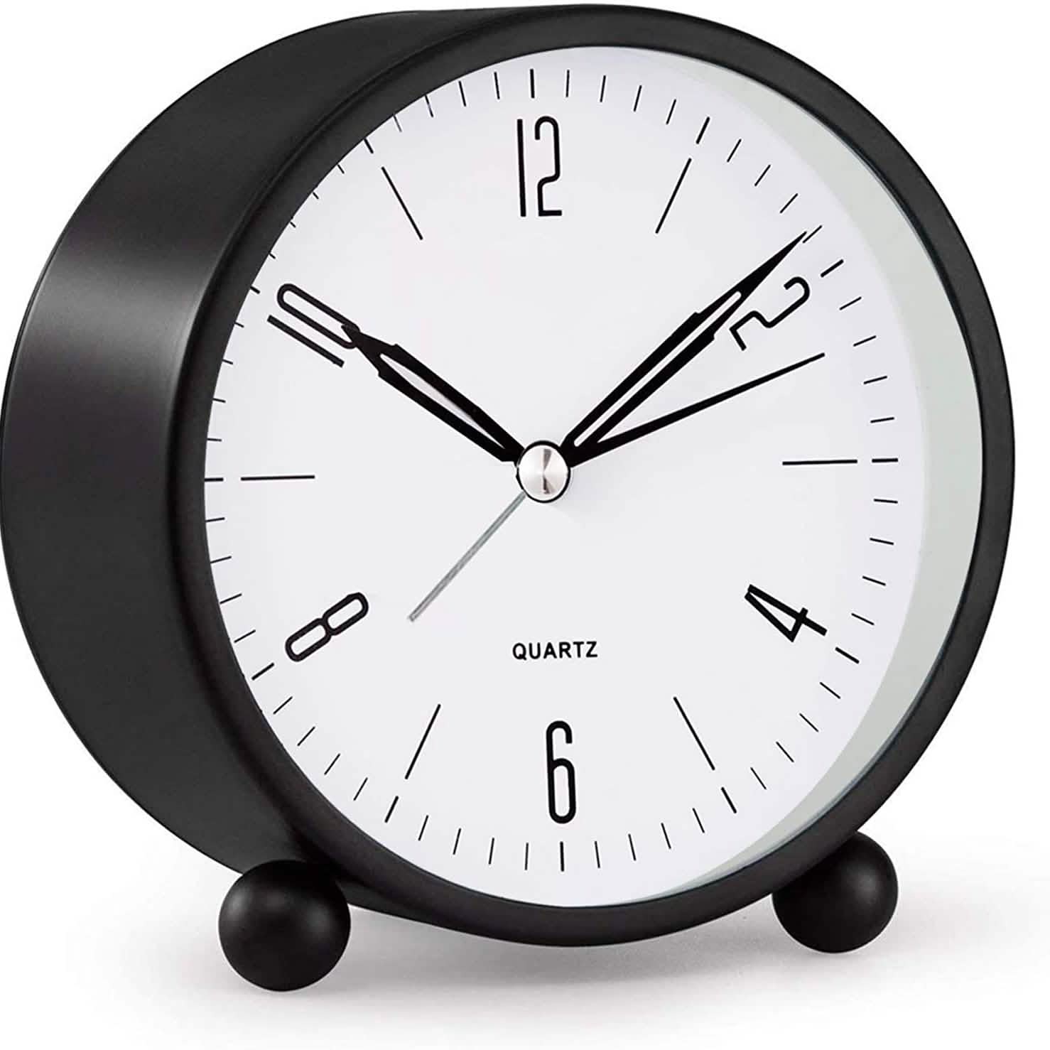 4" Super Silent Non Ticking Analog Alarm Clock with Night Light DailySale