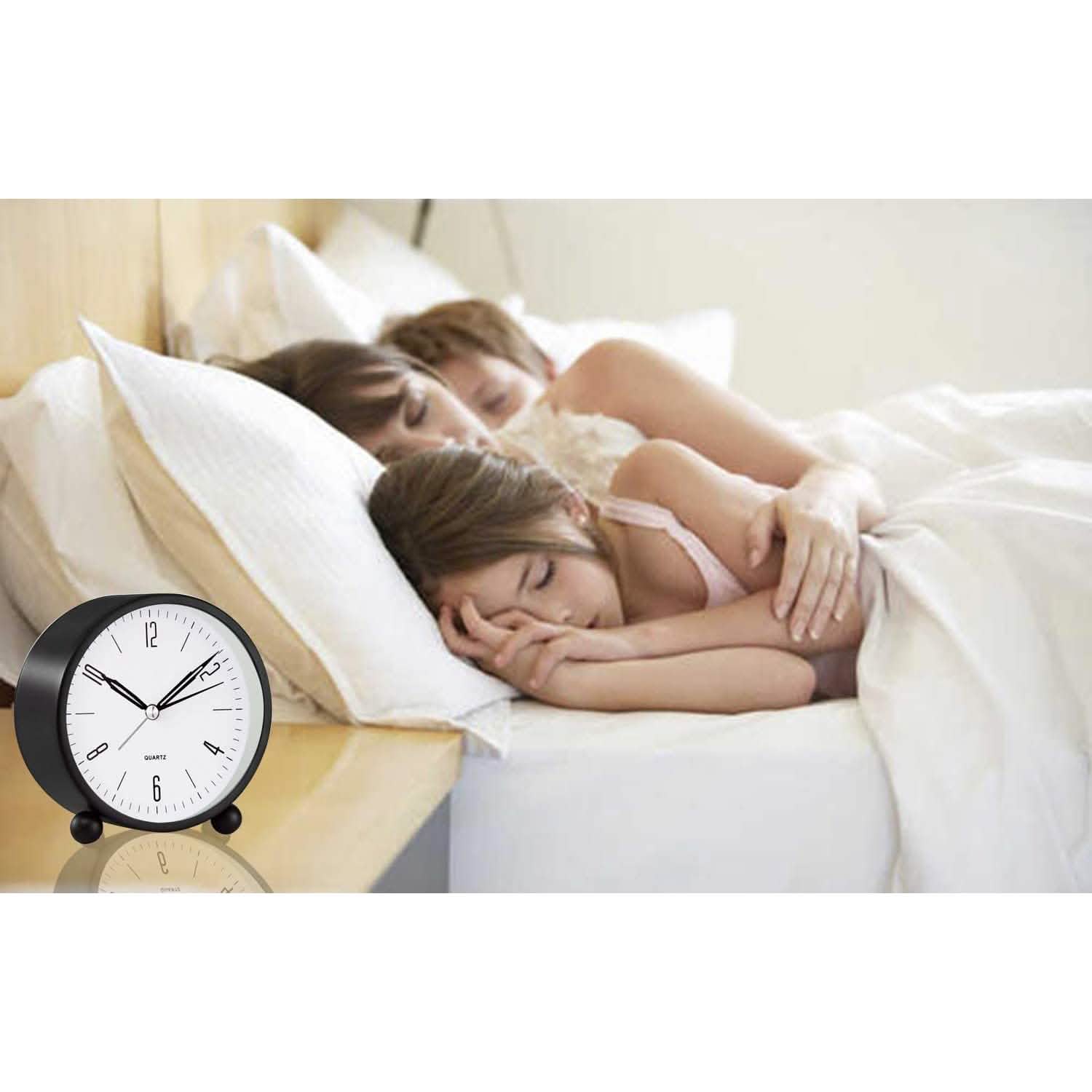 4" Super Silent Non Ticking Analog Alarm Clock with Night Light DailySale
