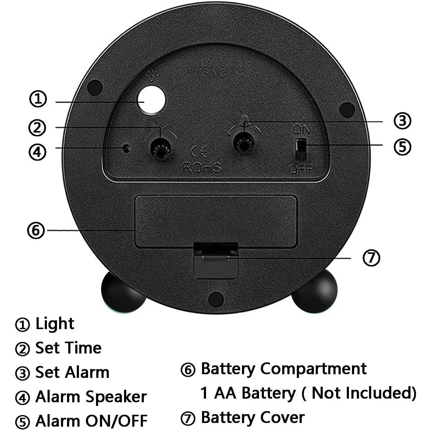 4" Super Silent Non Ticking Analog Alarm Clock with Night Light DailySale