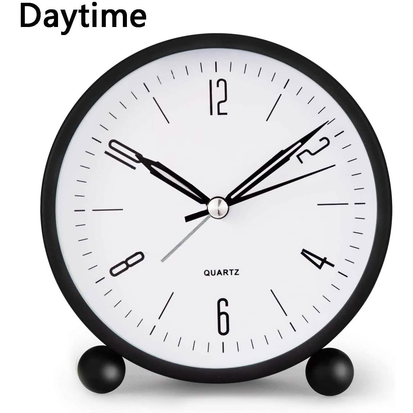 4" Super Silent Non Ticking Analog Alarm Clock with Night Light DailySale