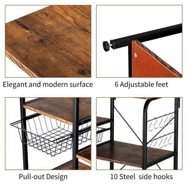 4-Tier 3-Tier Shelf Vintage Kitchen Baker's Rack Utility Storage Shelf DailySale