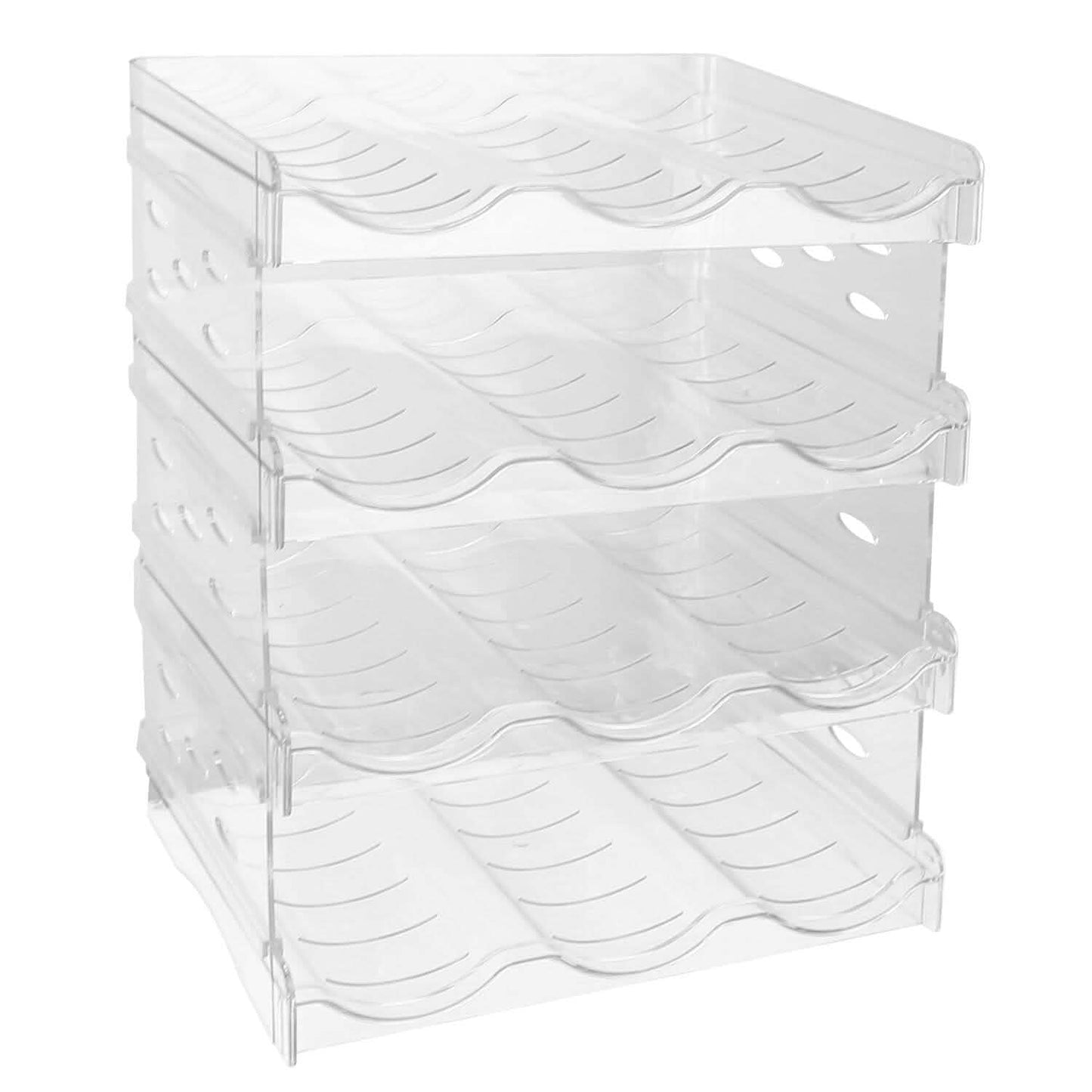 4-Tier Bottle Storage 12 Bottles Transparent Stackable Organizer Holder Shelf DailySale