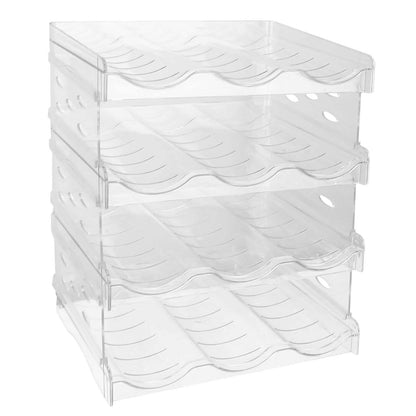 4-Tier Bottle Storage 12 Bottles Transparent Stackable Organizer Holder Shelf DailySale