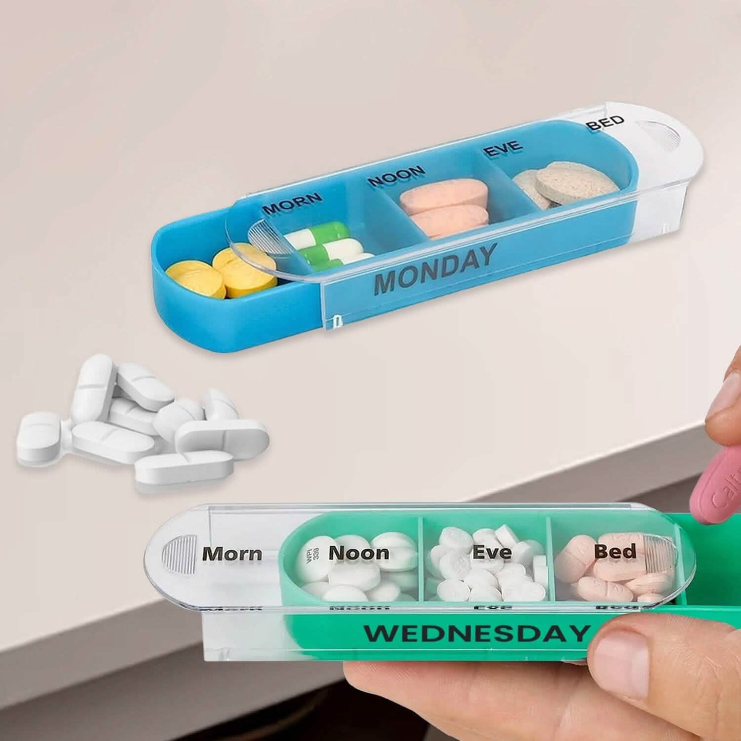 4 Times A Day, Black 7 Day Stackable Daily Pill And Medicine Organizer DailySale