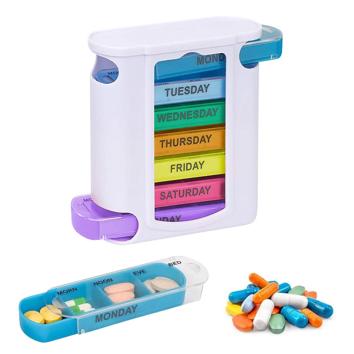 4 Times A Day, White 7 Day Stackable Daily Pill And Medicine Organizer White DailySale