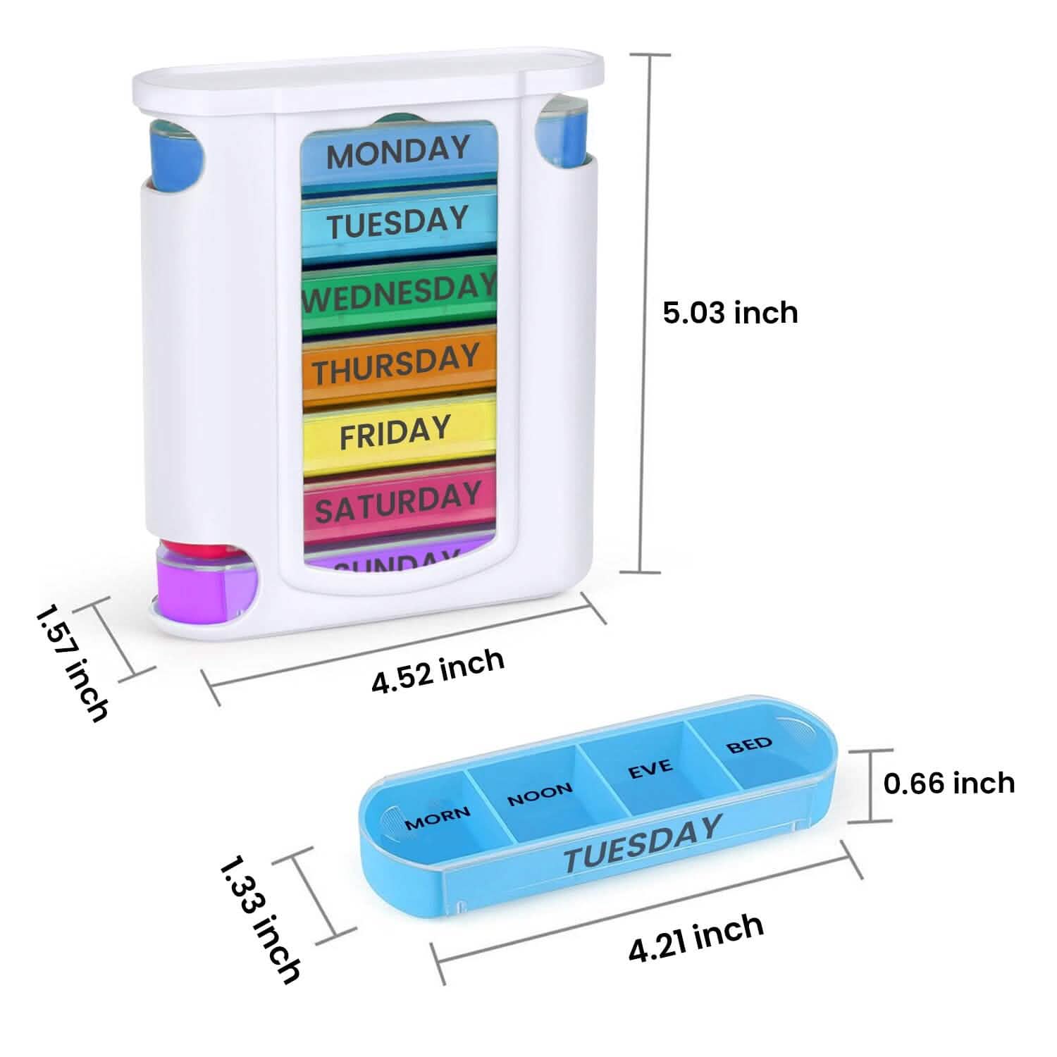 4 Times A Day, White 7 Day Stackable Daily Pill And Medicine Organizer White DailySale