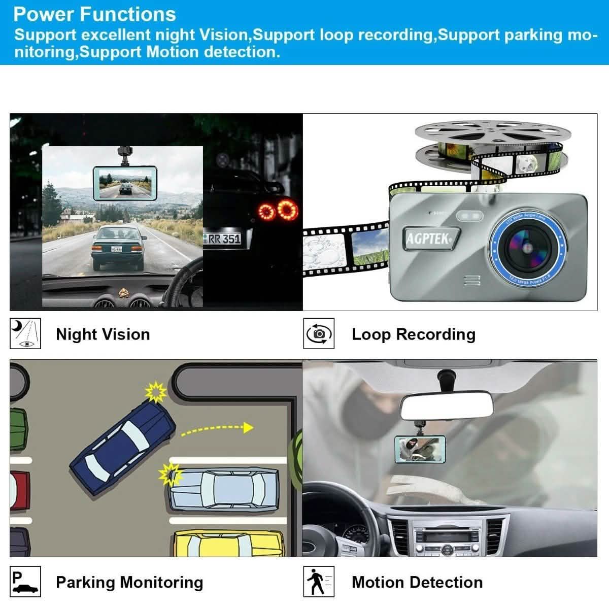 4" Vehicle 1080P Car Dashboard DVR Camera Video Recorder G-Sensor Dash Cam DailySale