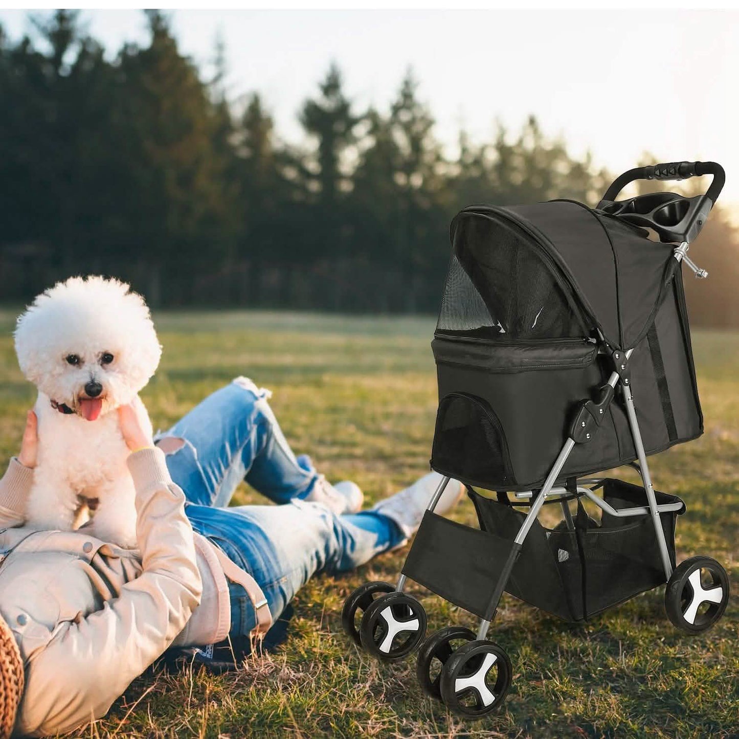 4 Wheels Pet Foldable Stroller DailySale