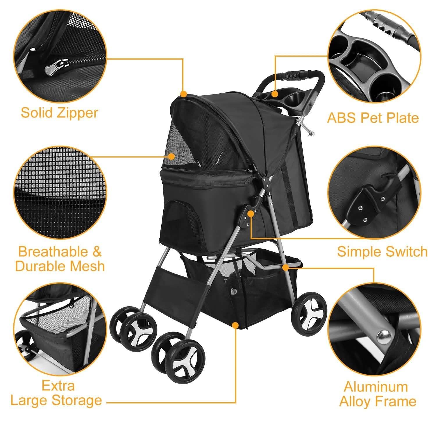 4 Wheels Pet Foldable Stroller DailySale
