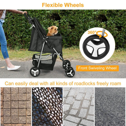 4 Wheels Pet Foldable Stroller DailySale