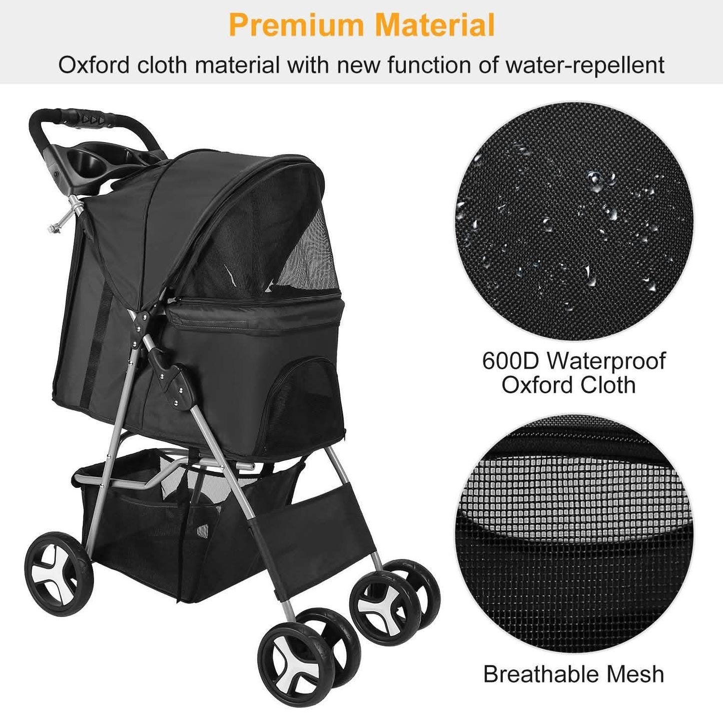 4 Wheels Pet Foldable Stroller DailySale