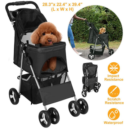 4 Wheels Pet Foldable Stroller DailySale