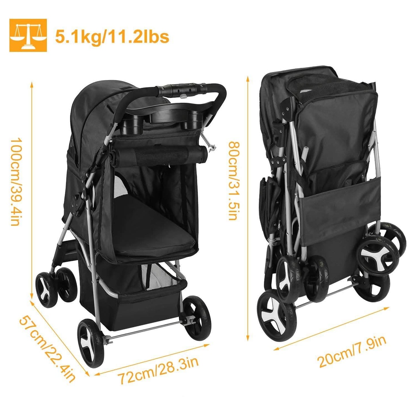 4 Wheels Pet Foldable Stroller DailySale