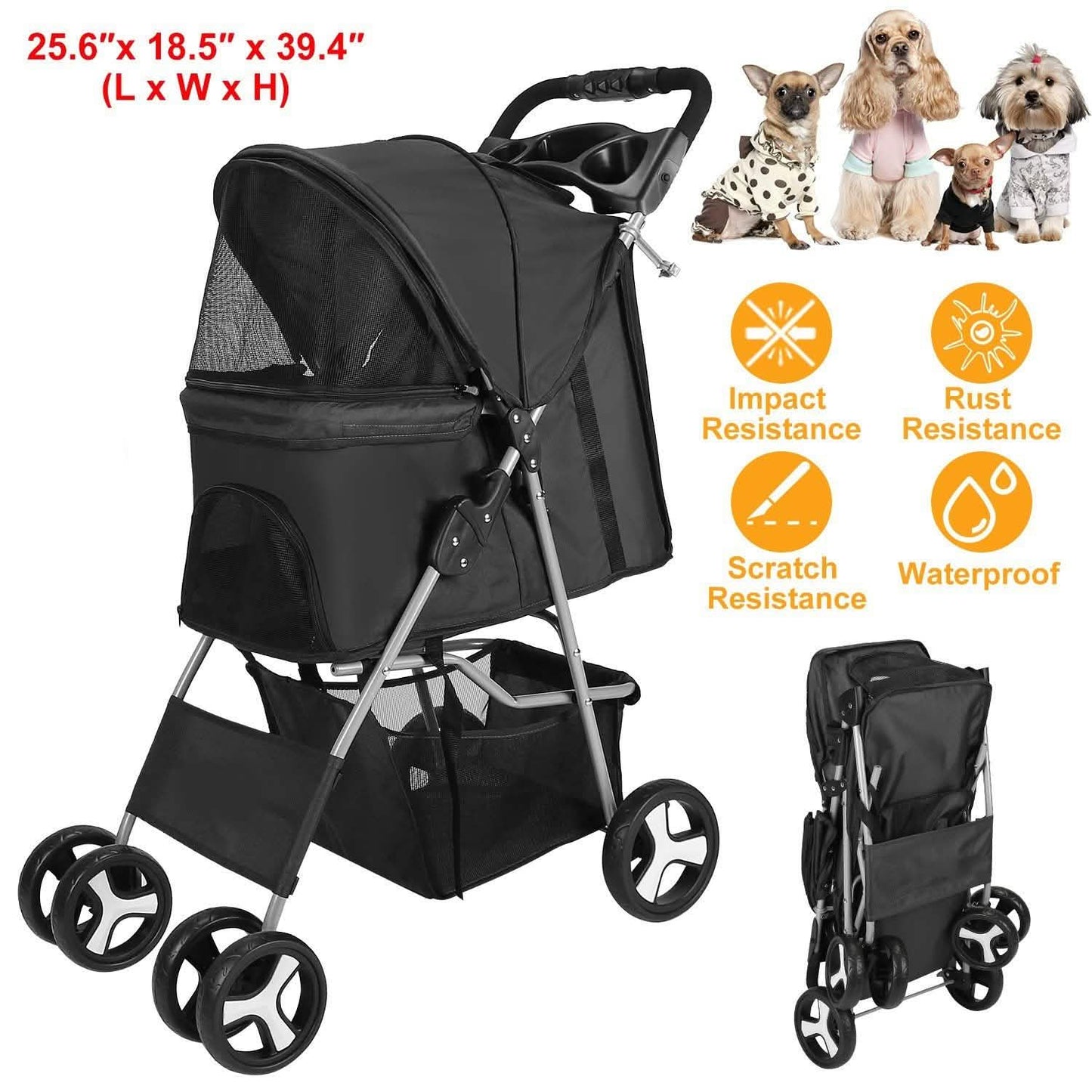 4 Wheels Pet Foldable Stroller DailySale