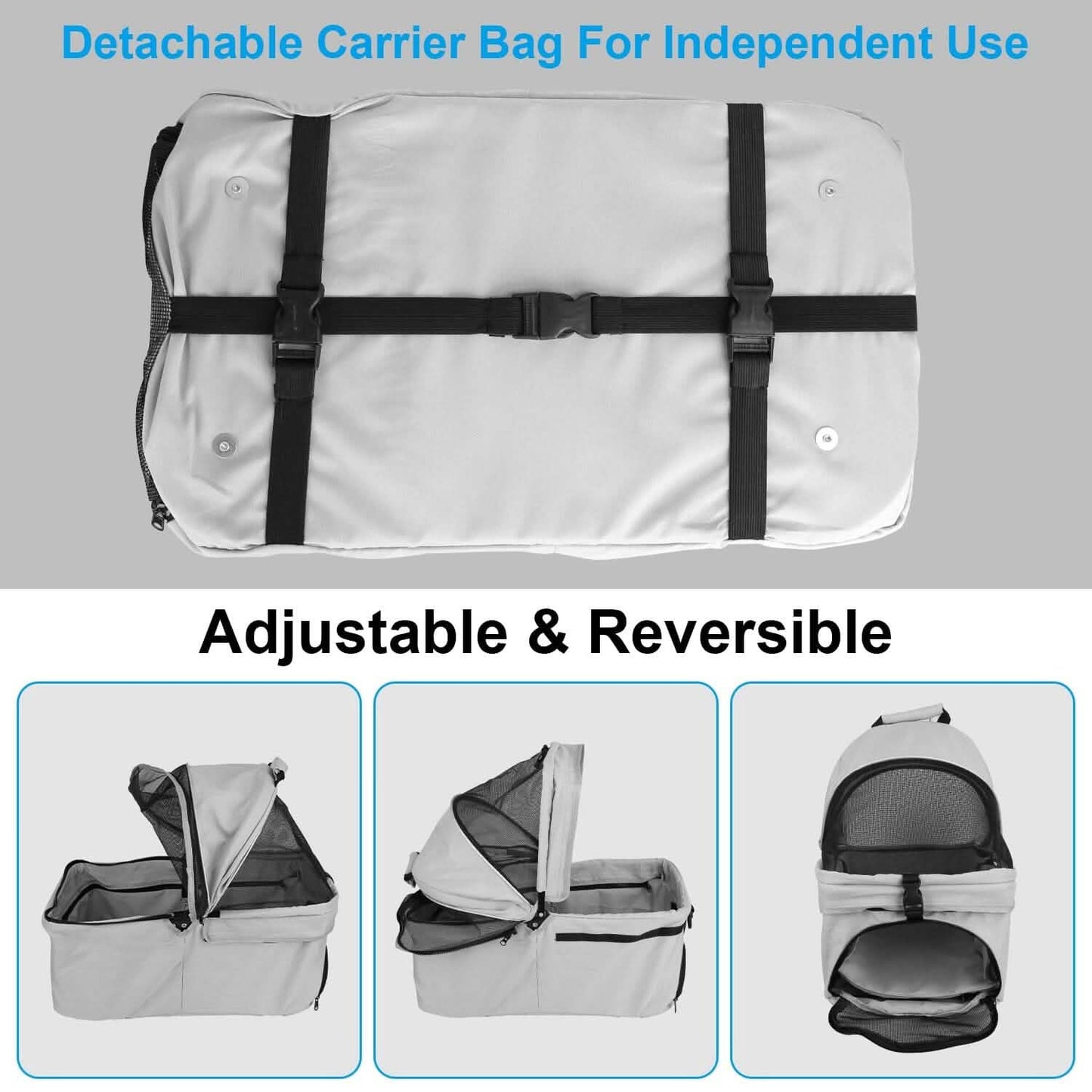 4 Wheels Pet Stroller Foldable with Removable Liner Storage Basket DailySale