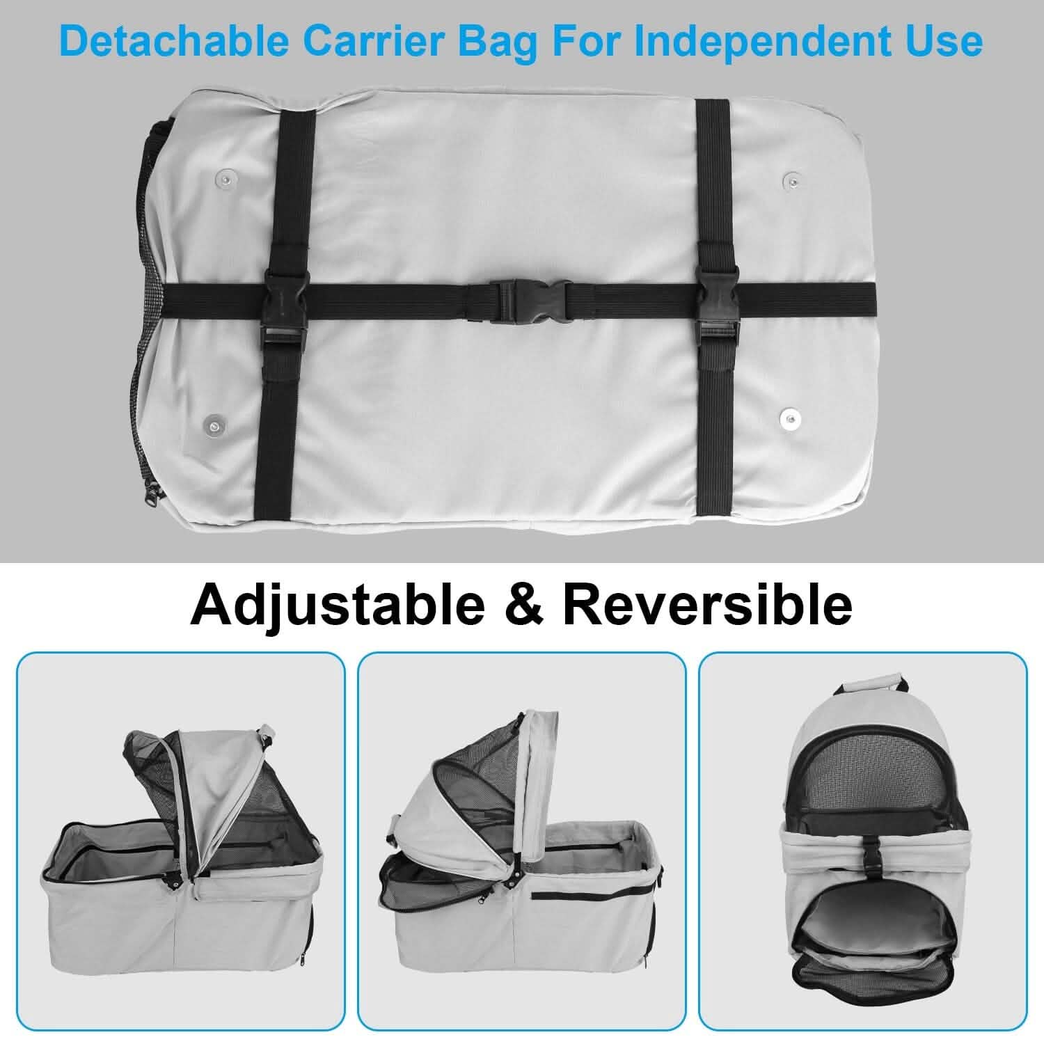 4 Wheels Pet Stroller Foldable with Removable Liner Storage Basket DailySale