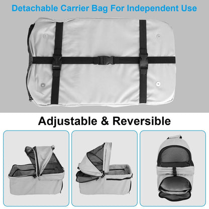 4 Wheels Pet Stroller Foldable with Removable Liner Storage Basket DailySale
