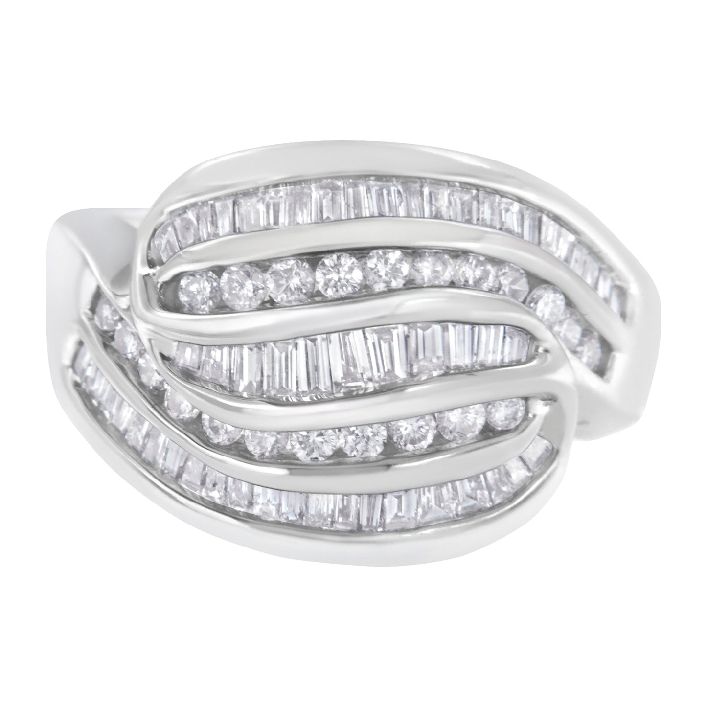 14KT White Gold Diamond Bypass Band Ring (1 cttw, H-I Color, SI1-SI2 Clarity) Bids.com