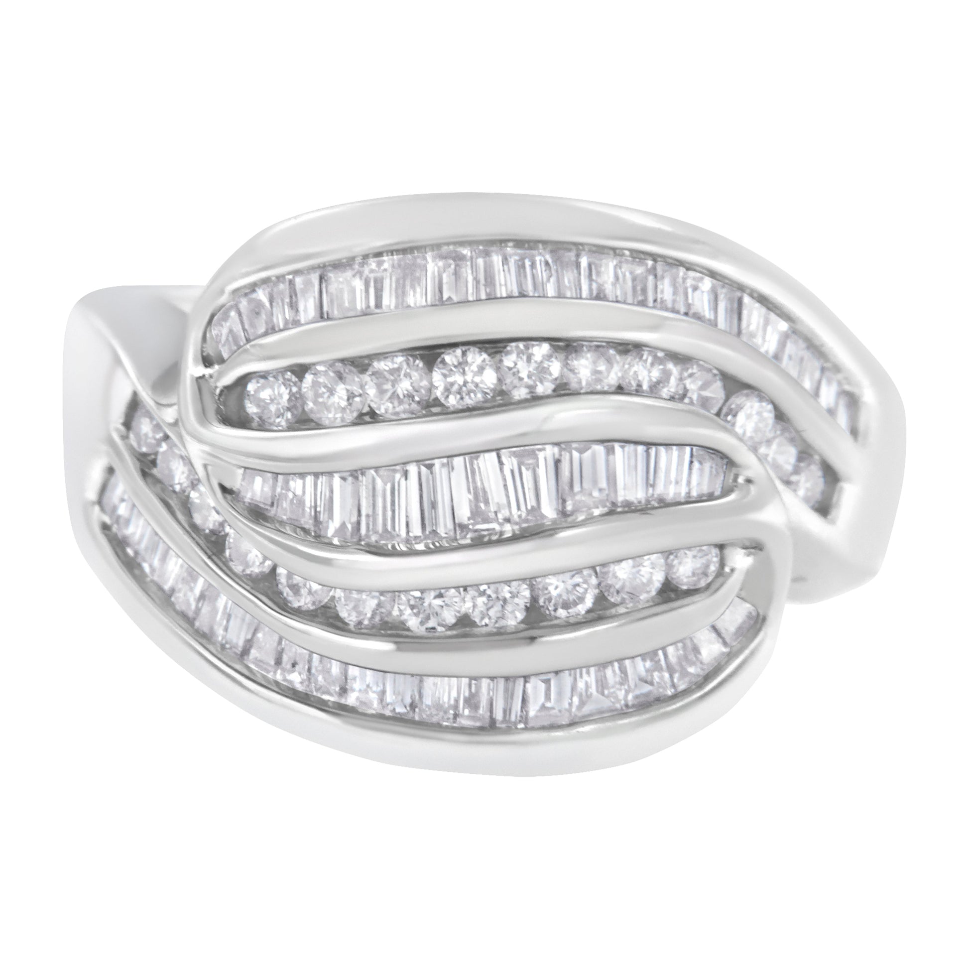 14KT White Gold Diamond Bypass Band Ring (1 cttw, H-I Color, SI1-SI2 Clarity) Bids.com