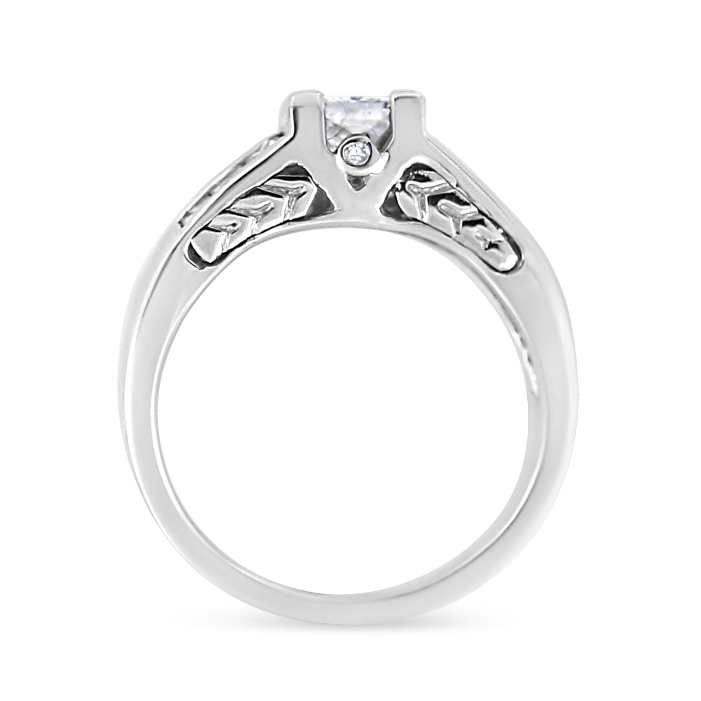 14K White Gold 1 1/4 Cttw Princess Cut Diamond Channel Set Engagement Ring (H-I Color, SI1-SI2 Clarity) - Ring Size 7 Bids.com