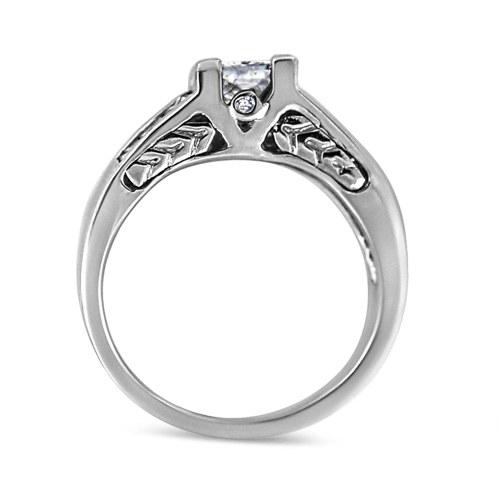 14K White Gold 1 1/4 Cttw Princess Cut Diamond Channel Set Engagement Ring (H-I Color, SI1-SI2 Clarity) - Ring Size 7 Bids.com