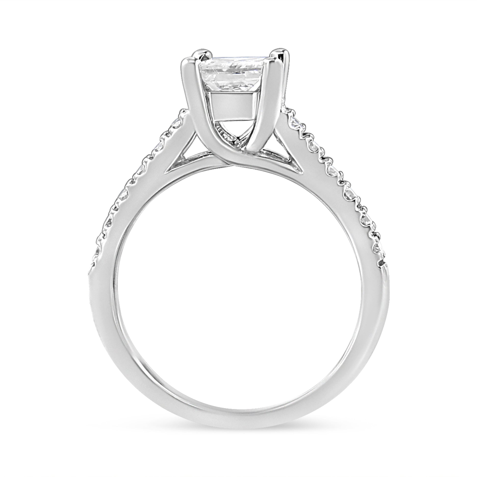 14K White Gold 1 1/5 Cttw 4-Prong Set Princess Diamond Classic Engagement Ring (I1-I2 Color, H-I Clarity) Ring Size 7 Bids.com