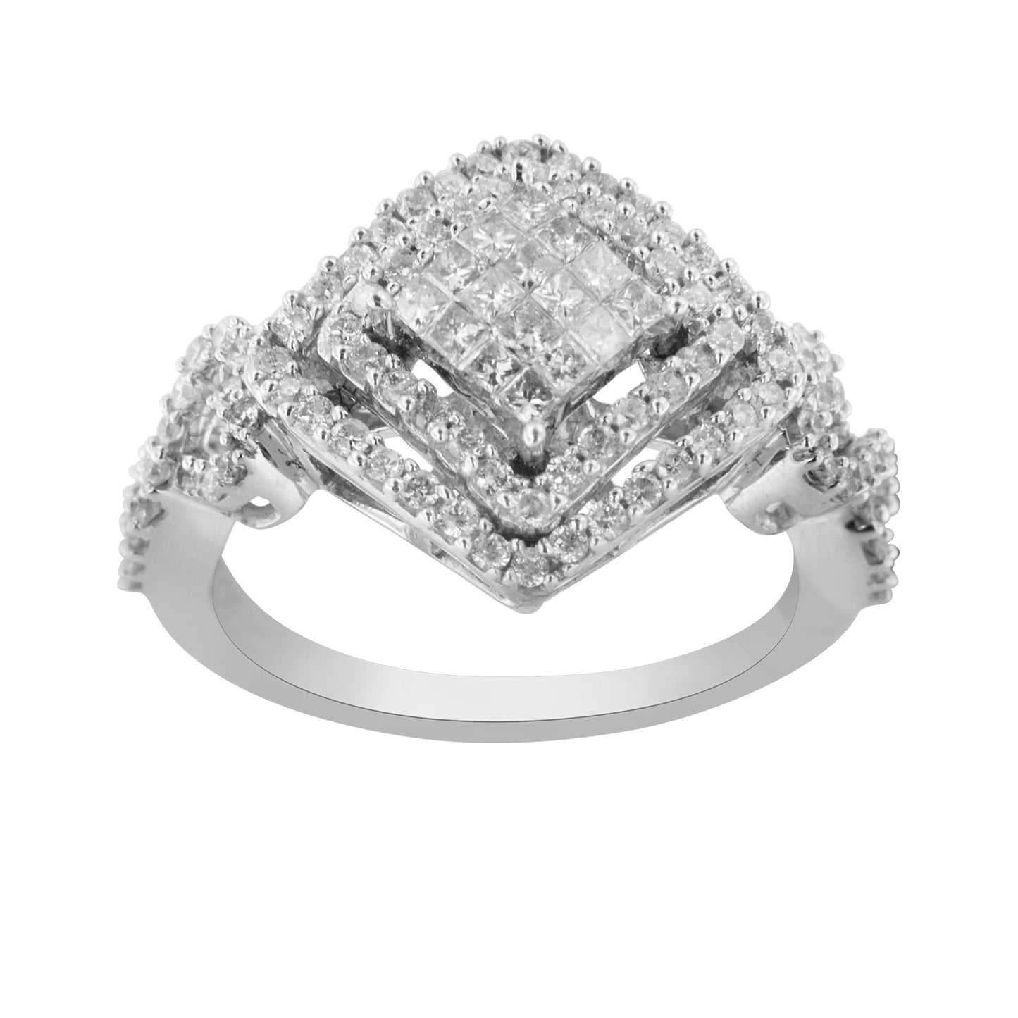 14KT White Gold Diamond Composite Ring (1 cttw, H-I Color, I1-I2 Clarity) Bids.com