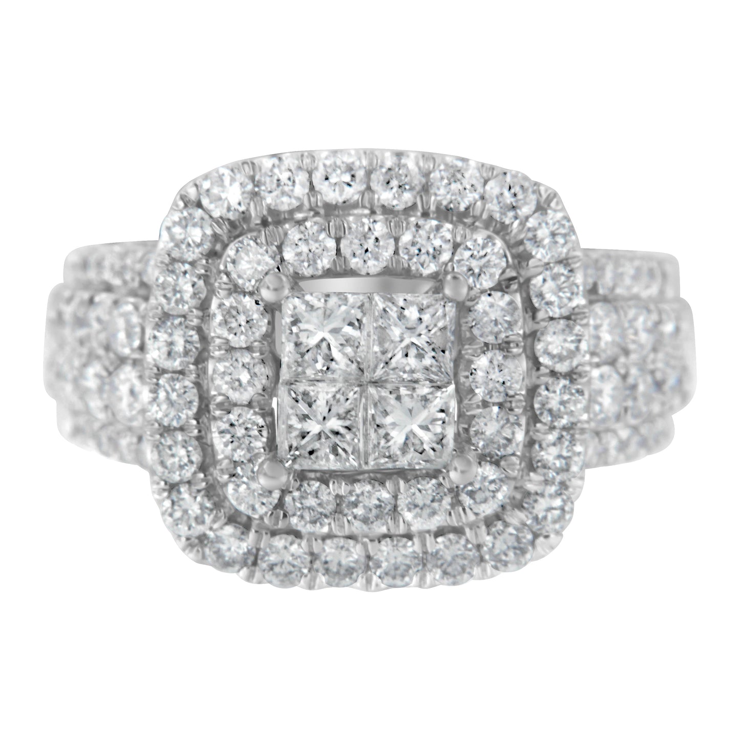 14KT White Gold Round and Princess Diamond Ring (2 1/4 cttw, H-I Color, SI1-SI2 Clarity) Bids.com