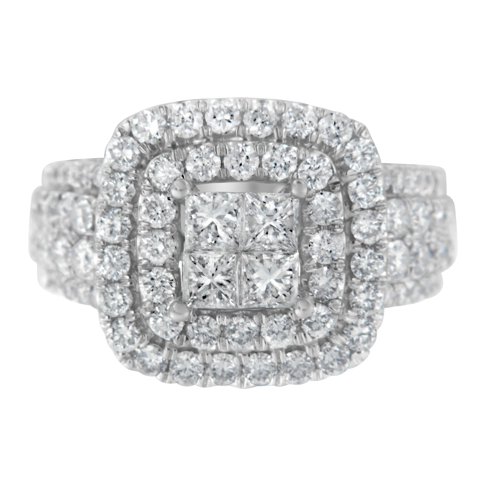14KT White Gold Round and Princess Diamond Ring (2 1/4 cttw, H-I Color, SI1-SI2 Clarity) Bids.com