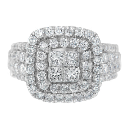 14KT White Gold Round and Princess Diamond Ring (2 1/4 cttw, H-I Color, SI1-SI2 Clarity) Bids.com