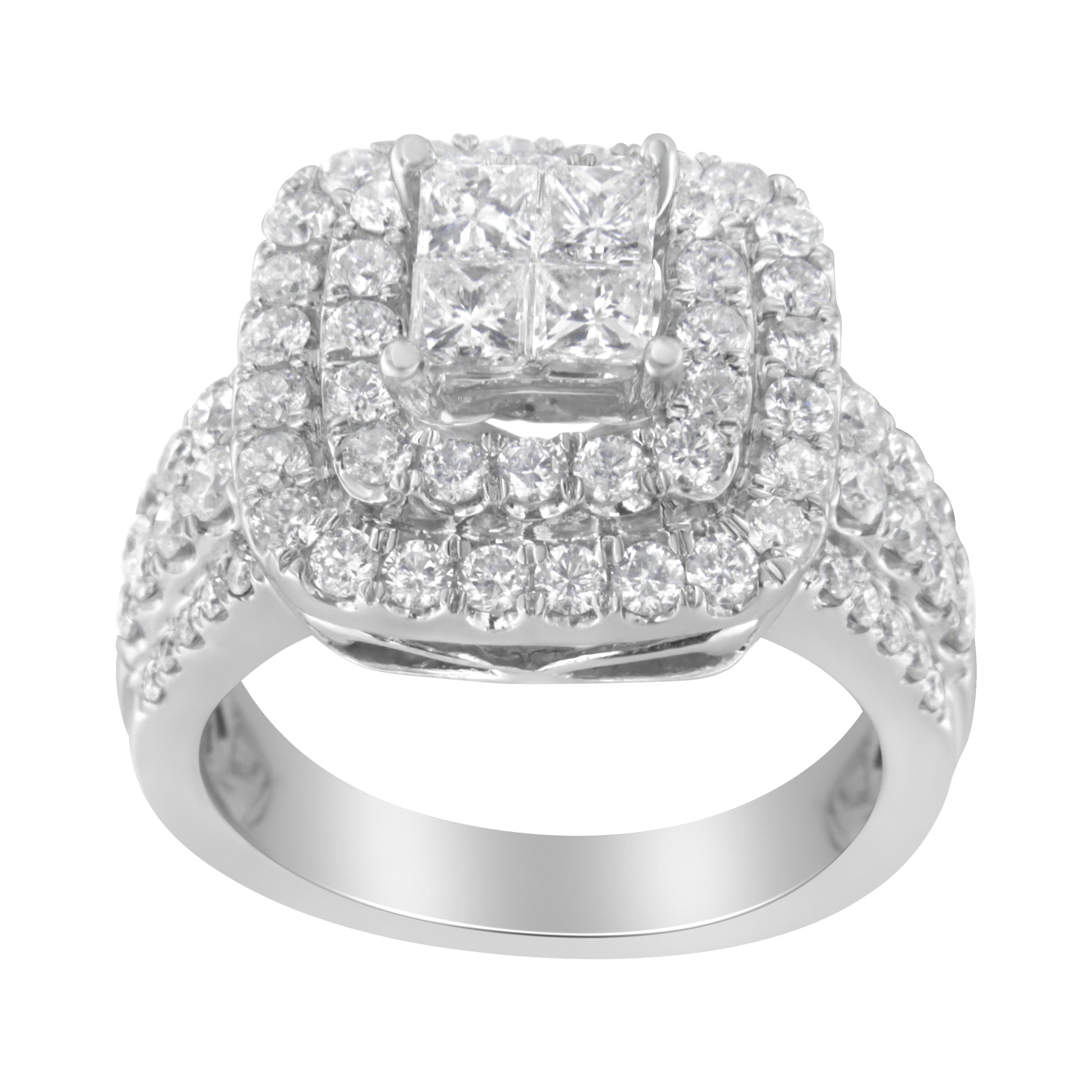 14KT White Gold Round and Princess Diamond Ring (2 1/4 cttw, H-I Color, SI1-SI2 Clarity) Bids.com
