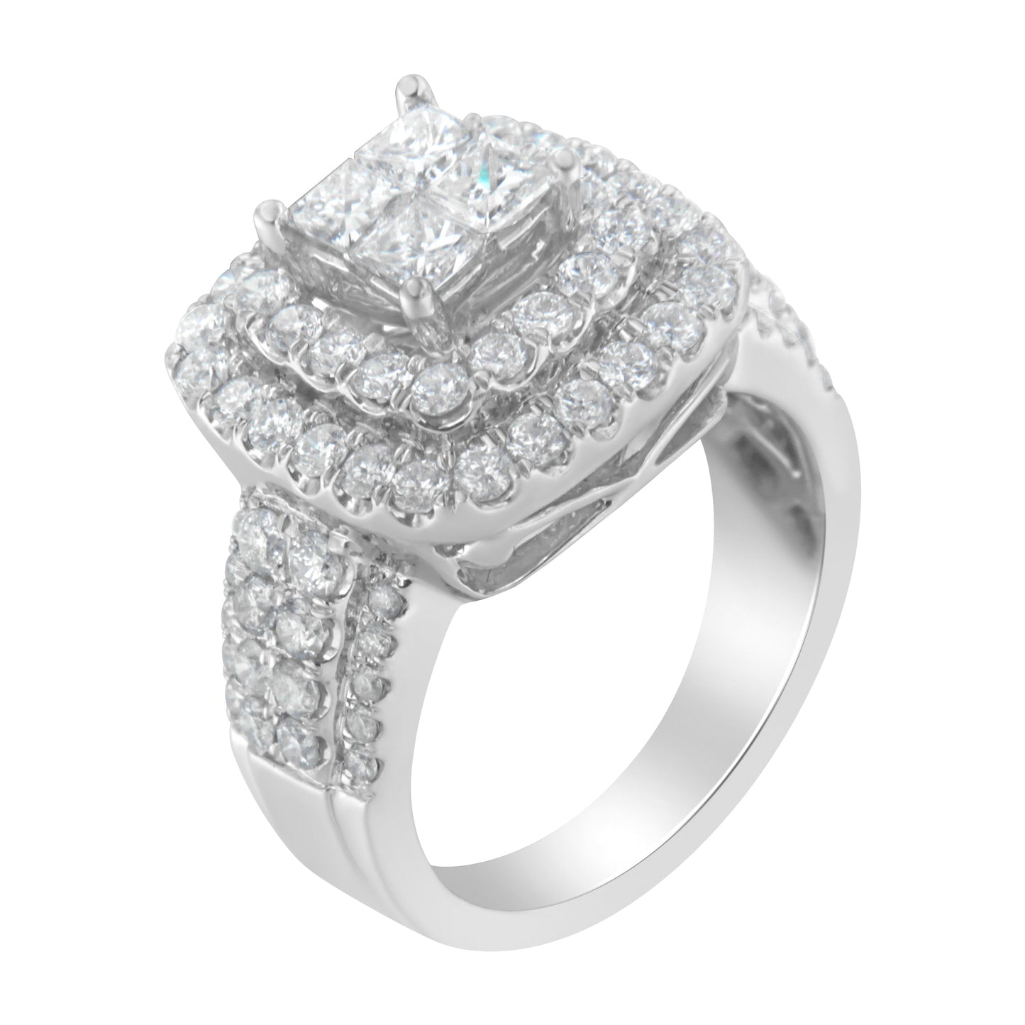 14KT White Gold Round and Princess Diamond Ring (2 1/4 cttw, H-I Color, SI1-SI2 Clarity) Bids.com