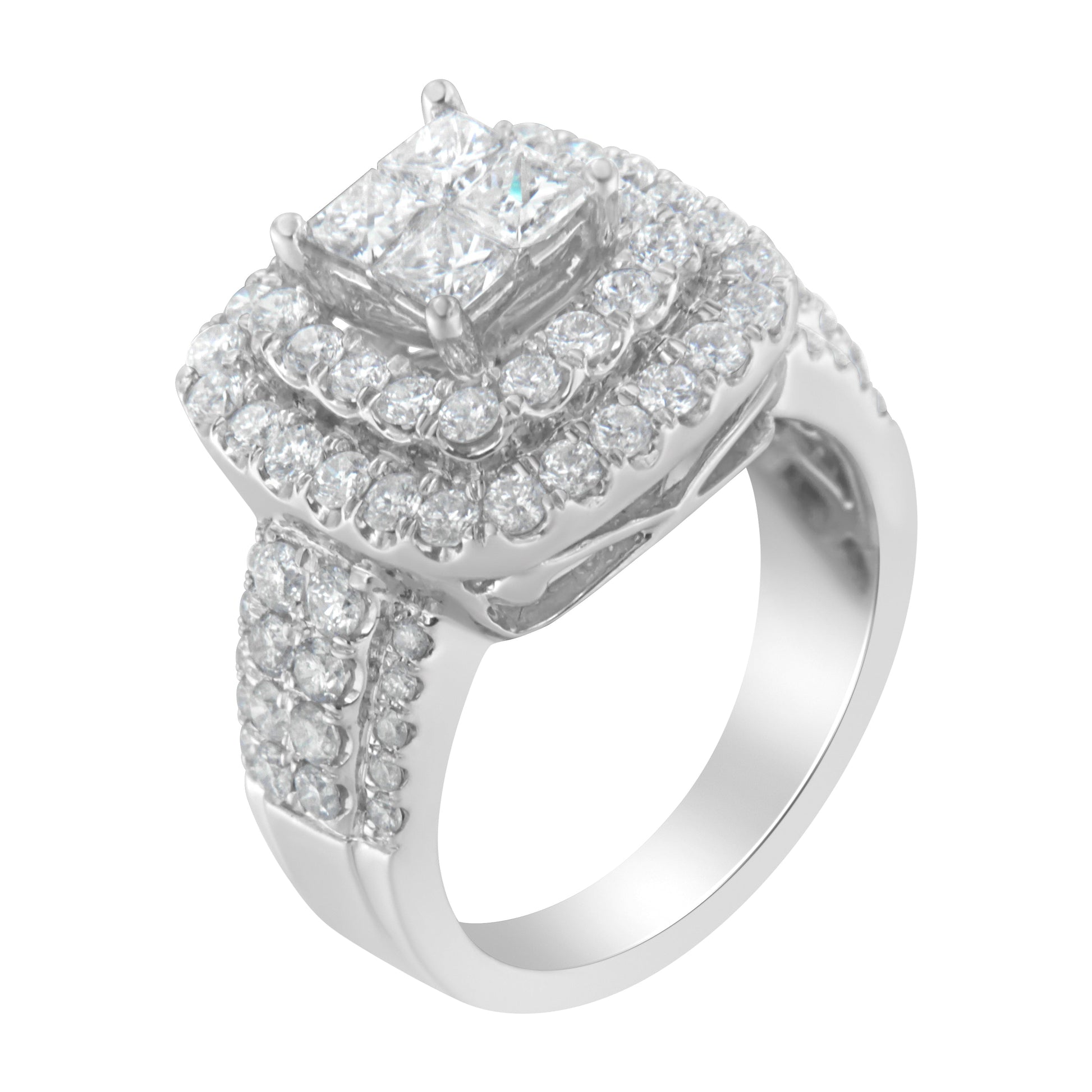 14KT White Gold Round and Princess Diamond Ring (2 1/4 cttw, H-I Color, SI1-SI2 Clarity) Bids.com