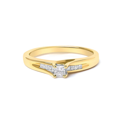 14K Yellow Gold 1/4 Cttw Princess Cut Diamond Engagement Ring Bids.com
