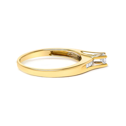 14K Yellow Gold 1/4 Cttw Princess Cut Diamond Engagement Ring Bids.com