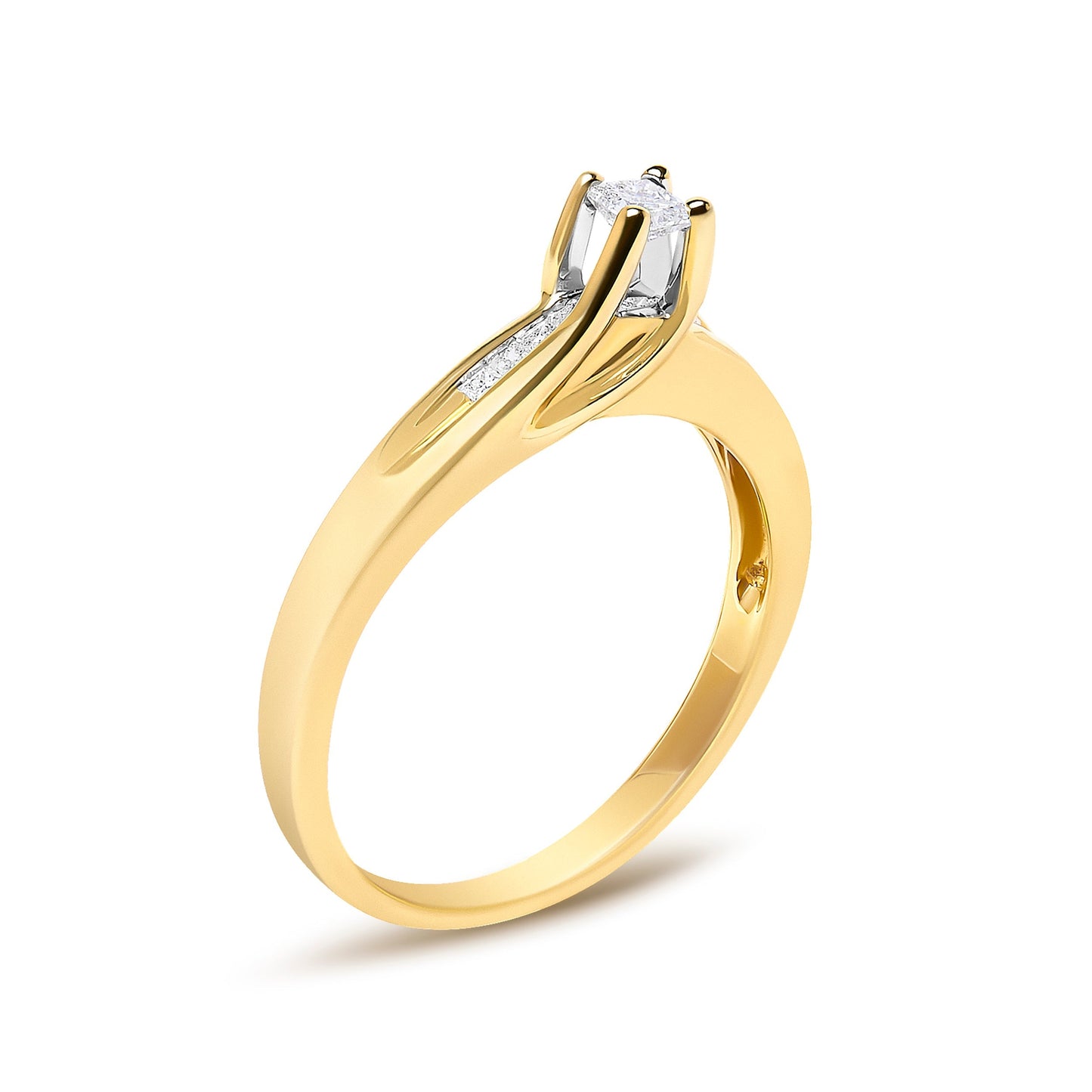 14K Yellow Gold 1/4 Cttw Princess Cut Diamond Engagement Ring Bids.com