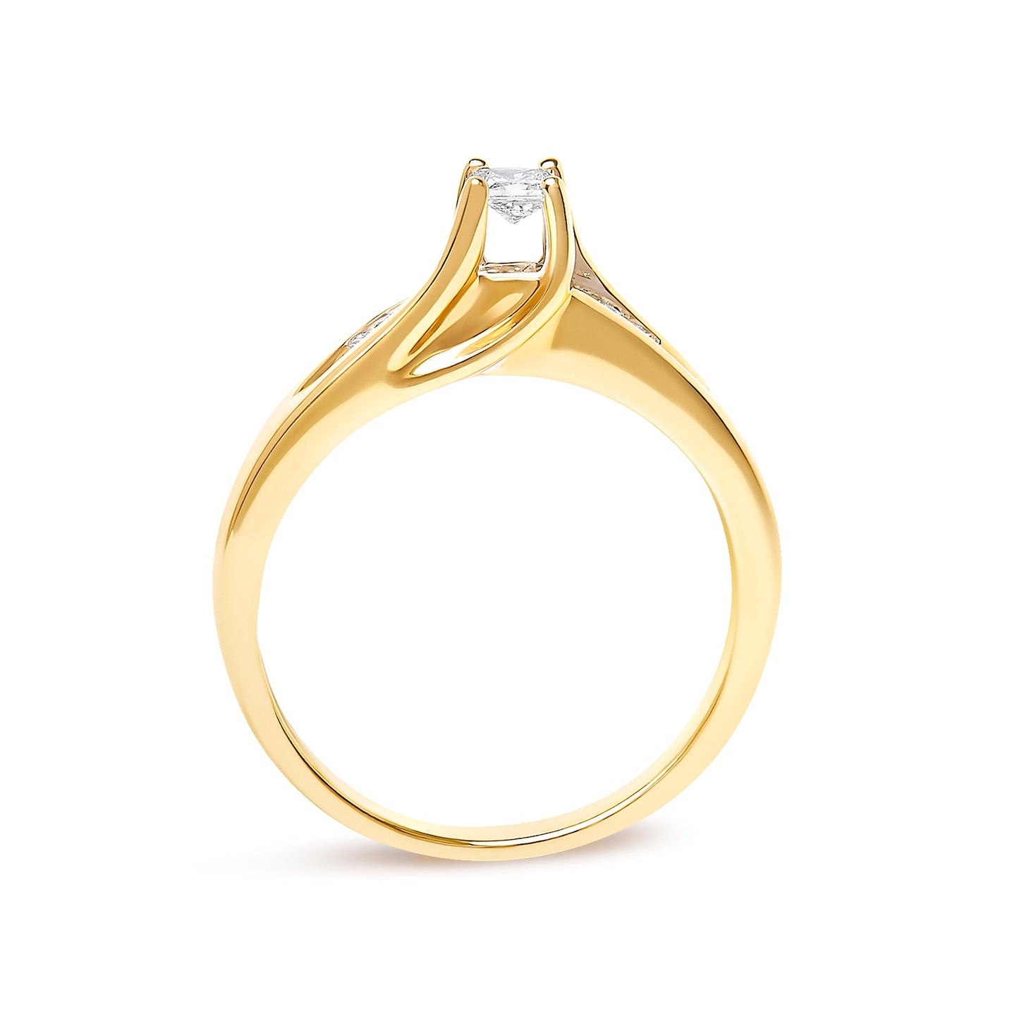 14K Yellow Gold 1/4 Cttw Princess Cut Diamond Engagement Ring Bids.com