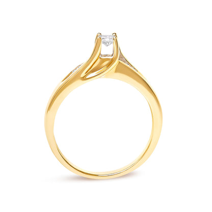 14K Yellow Gold 1/4 Cttw Princess Cut Diamond Engagement Ring Bids.com