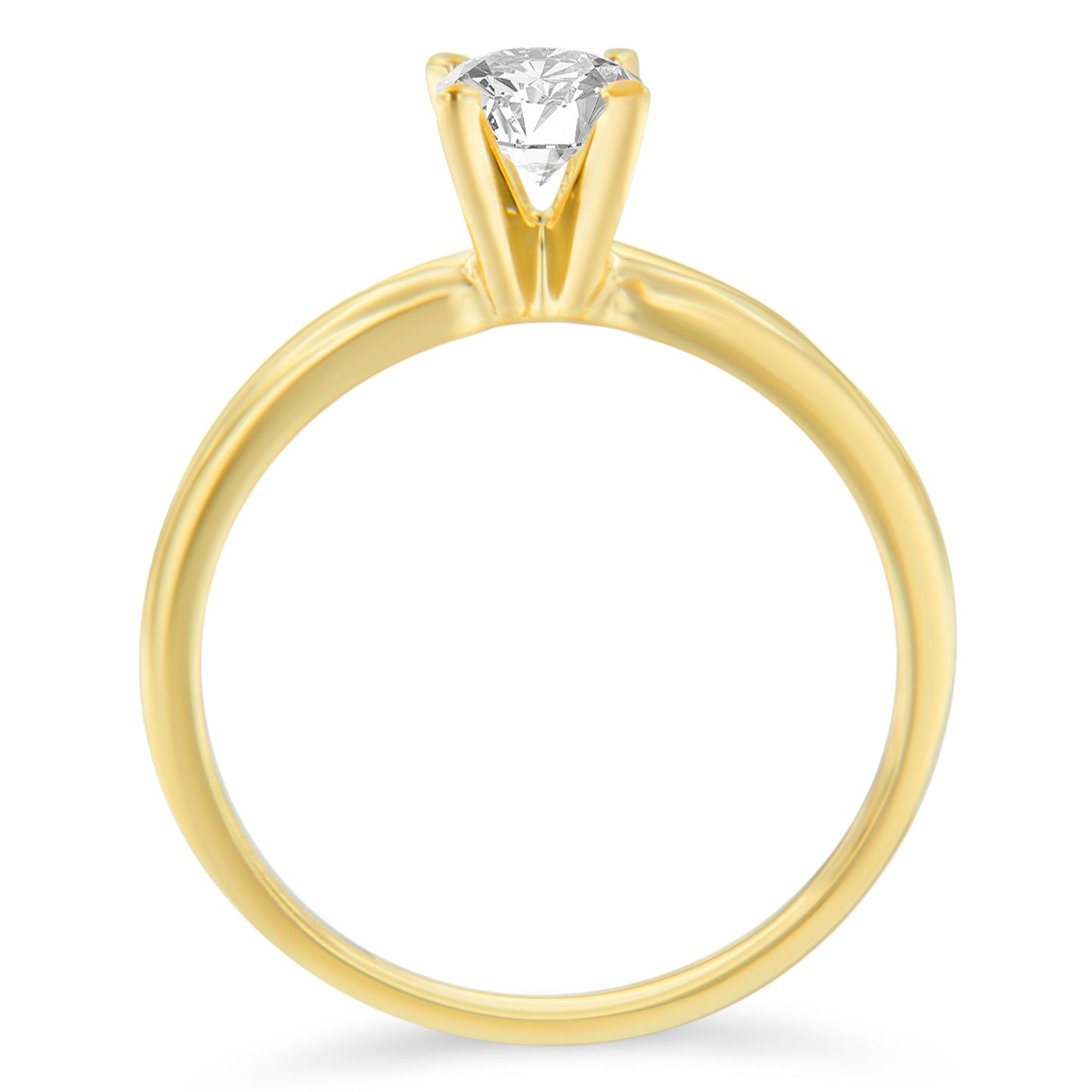 GIA Certified 14K Yellow Gold 1/2 Cttw Diamond Solitaire Engagement Ring (H Color, SI1 Clarity) - Size 6 Bids.com