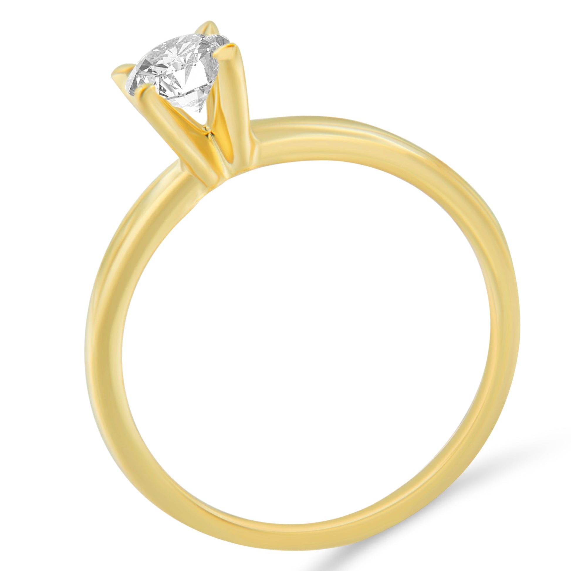 GIA Certified 14K Yellow Gold 1/2 Cttw Diamond Solitaire Engagement Ring (H Color, SI1 Clarity) - Size 6 Bids.com