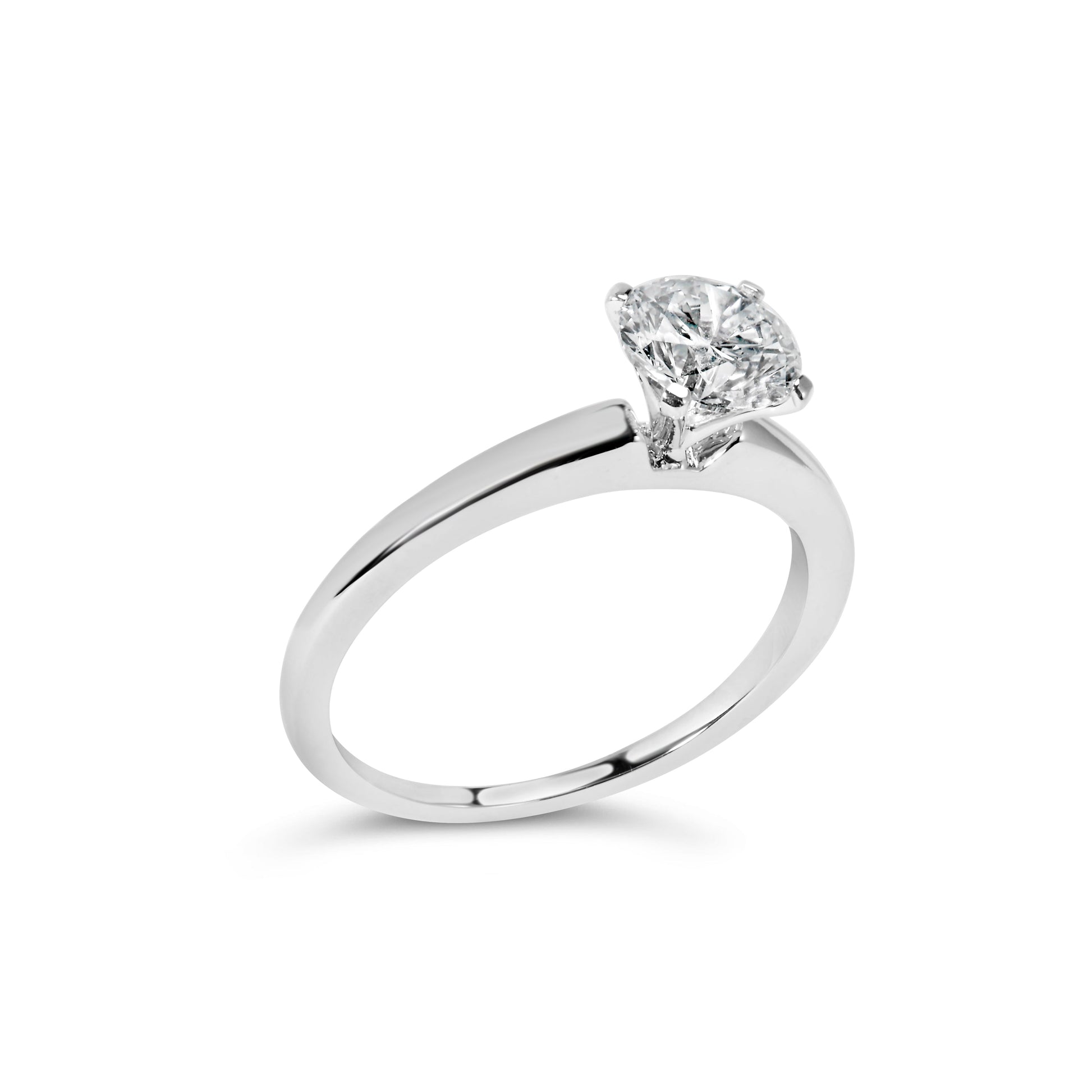 14K White Gold 1.0 Cttw Round Lab Grown Diamond 4 Prong Solitaire Engagement Ring (F-G Color, VS2-SI1 Clarity) - Ring Size 7 Bids.com
