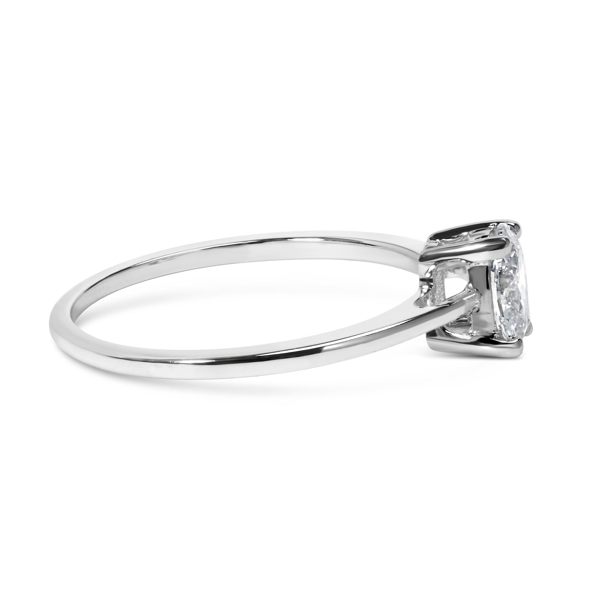 14K White Gold 1/2 Cttw Oval Lab Grown Diamond 4 Prong Solitaire Engagement Ring (F-G Color, VS2-SI1 Clarity) - Size 7 Bids.com