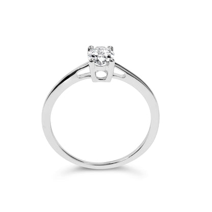 14K White Gold 1/2 Cttw Oval Lab Grown Diamond 4 Prong Solitaire Engagement Ring (F-G Color, VS2-SI1 Clarity) - Size 7 Bids.com