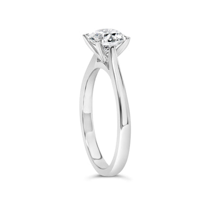 14K White Gold 1.0 Cttw Round Lab Grown Diamond Eagle Claw 4-Prong Set Solitaire Engagement Ring (F-G Color, VS2-SI1 Clarity) - Ring Size 7 Bids.com