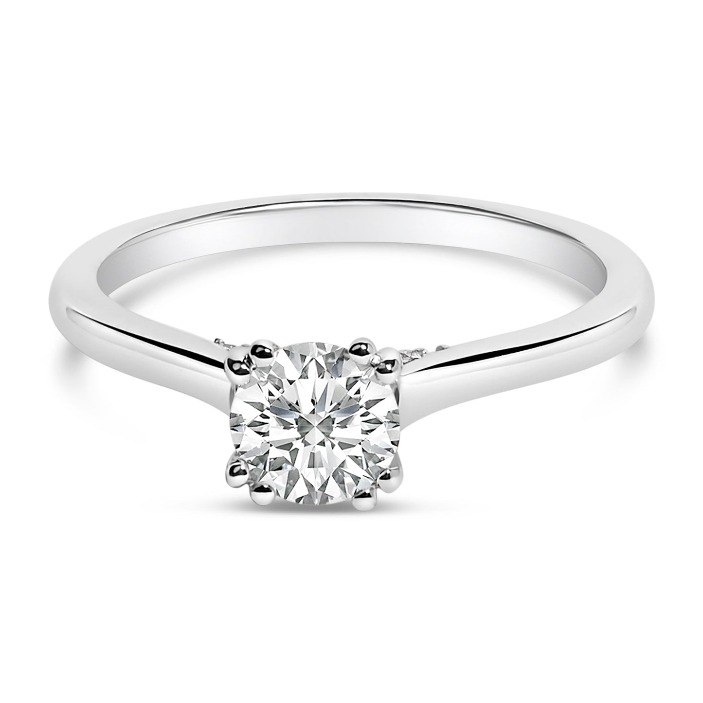14K White Gold 7/8 Cttw Lab Grown Diamond Solitaire Cathedral Style Engagement Ring (F-G Color, VS1-VS2 Clarity) - Size 5 Bids.com