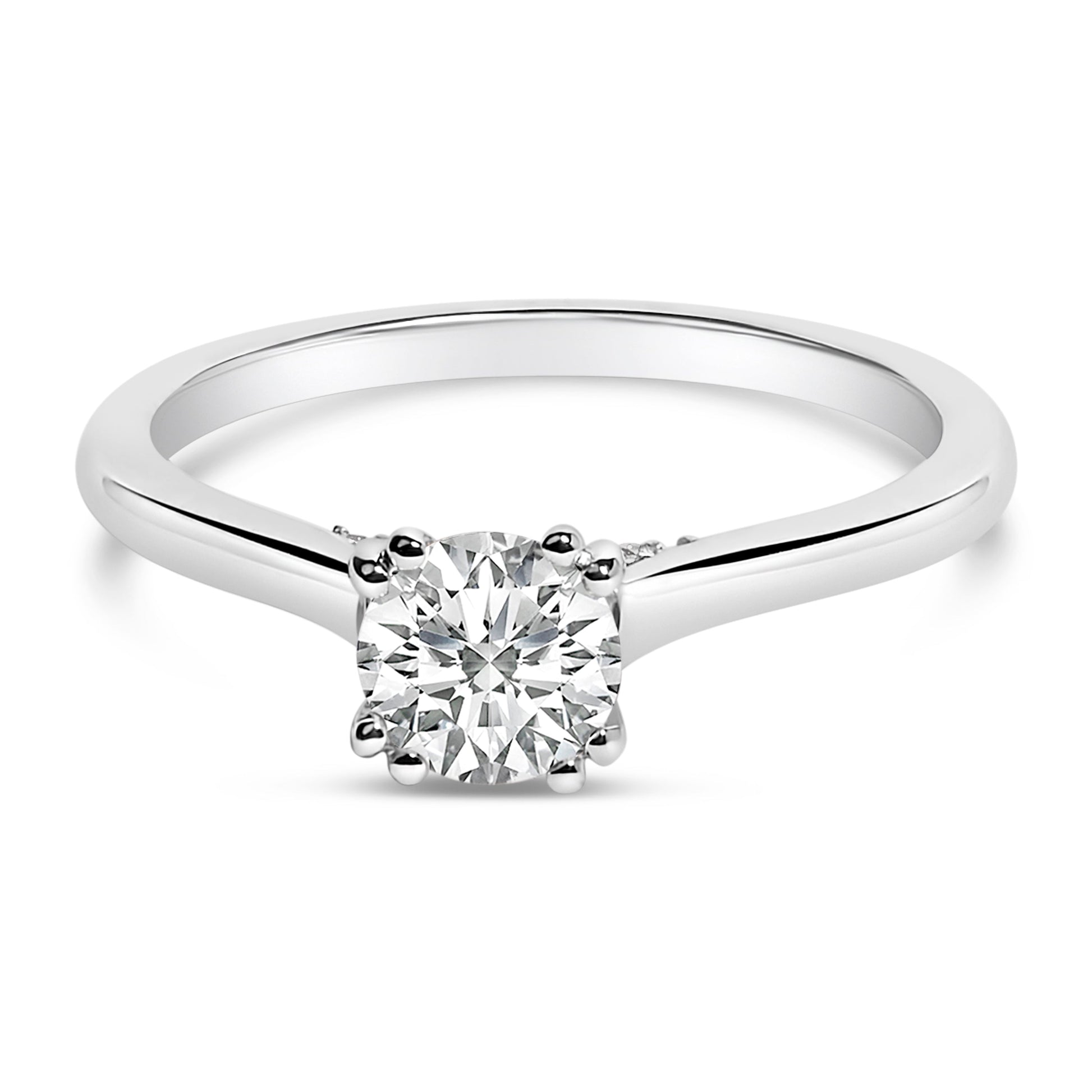 14K White Gold 7/8 Cttw Lab Grown Diamond Solitaire Cathedral Style Engagement Ring (F-G Color, VS1-VS2 Clarity) - Size 5 Bids.com