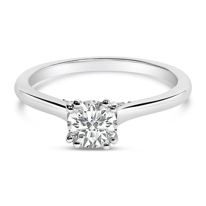14K White Gold 7/8 Cttw Lab Grown Diamond Solitaire Cathedral Style Engagement Ring (F-G Color, VS1-VS2 Clarity) - Size 5 Bids.com